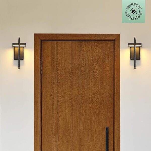 Globe Electric 12W LED Integrated Outdoor Wall Sconce - Matte Black Finish, 400 Lumens, 3000 Kelvin, 80 CRI - Weather Resistant for Stylish Outdoor Lighting, Patio and Front Porch Décor 2