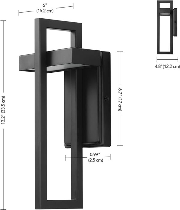 Globe Electric 12W LED Integrated Outdoor Wall Sconce - Matte Black Finish, 400 Lumens, 3000 Kelvin, 80 CRI - Weather Resistant for Stylish Outdoor Lighting, Patio and Front Porch Décor 3