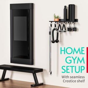 Crostice Floating Shelf for Tonal Accessories - Gym Wall Mount Organizer with T-Lock Adapters, Metal Shelf Holder for Home Gym Storage, Featuring US Patent Holding