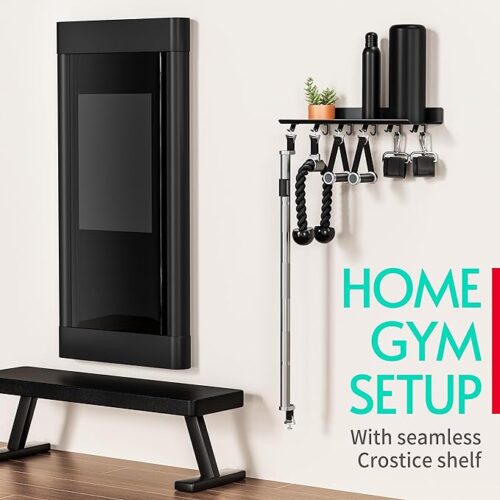 Crostice Floating Shelf for Tonal Accessories - Gym Wall Mount Organizer with T-Lock Adapters, Metal Shelf Holder for Home Gym Storage, Featuring US Patent Holding