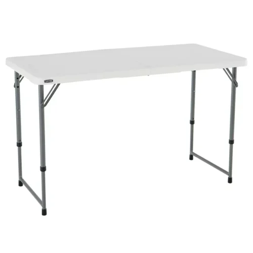 Lifetime 4 ft. Rectangle Fold-in-Half Adjustable Table - Indoor/Outdoor Residential, White (4428)