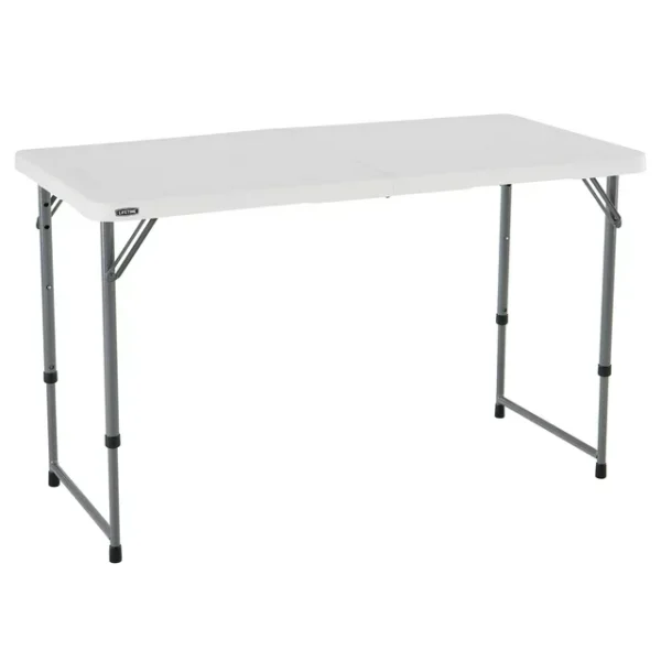 Lifetime 4 ft. Rectangle Fold-in-Half Adjustable Table - Indoor/Outdoor Residential, White (4428) 1