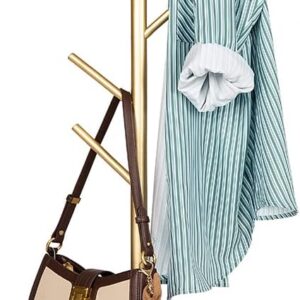 Freestanding Gold Coat Rack Stand - 67'' Metal Coat Rack with Stable Marble Base, 8 Hooks for Hanging Clothes, Bags, Hats, and Accessories