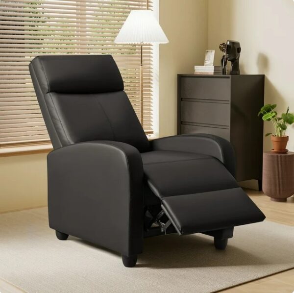 Vineego Adjustable Massage Sofa Chair - Recliner Home Theater Seating with PU Leather, Padded Backrest, and Thick Seat Cushion in Black 3