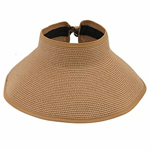 s-l1600 (12) Women Summer Beach Work Hat Sun Visor Foldable Roll Up Wide Brim Open Top Cap