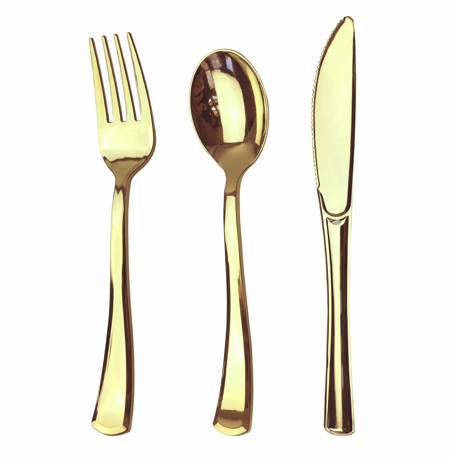 JL Prime 75 Gold Plastic Silverware Set, Gold Plastic Cutlery Set