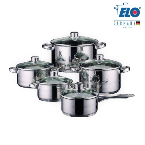 ELO Germany Stainless Steel 10 Piece Kitchen Induction Cookware Pots and Pan Set