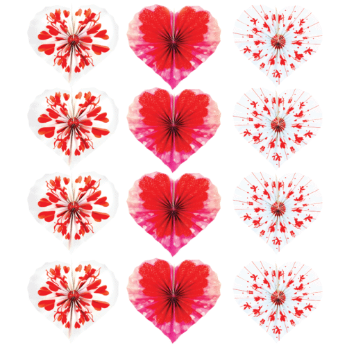 12pc Hanging Cupid Heart Paper Fan Decor Valentines Day Party DIY Photo Booth