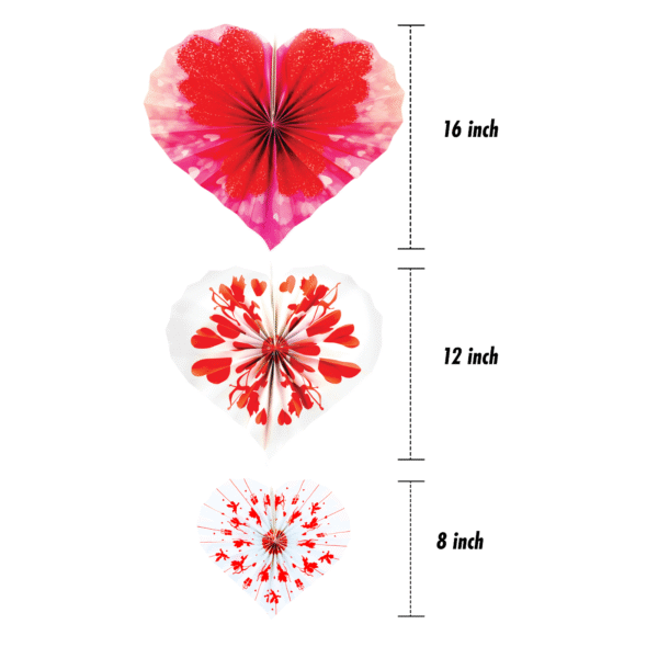 12pc Hanging Cupid Heart Paper Fan Decor Valentines Day Party DIY Photo Booth 2