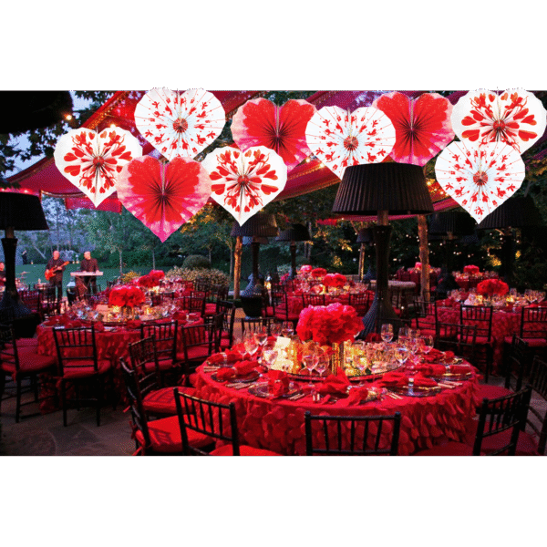12pc Hanging Cupid Heart Paper Fan Decor Valentines Day Party DIY Photo Booth 3