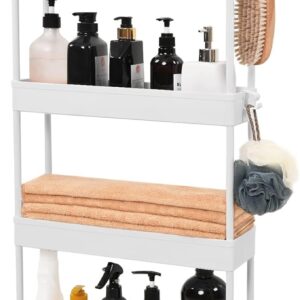 AROGAN Slim Rolling Storage Cart with Wheels - 4 Tier Organizer, Rolling Utility Cart for Kitchen, Bathroom, Laundry Room, Office - Space-Saving Design for Narrow Spaces - White