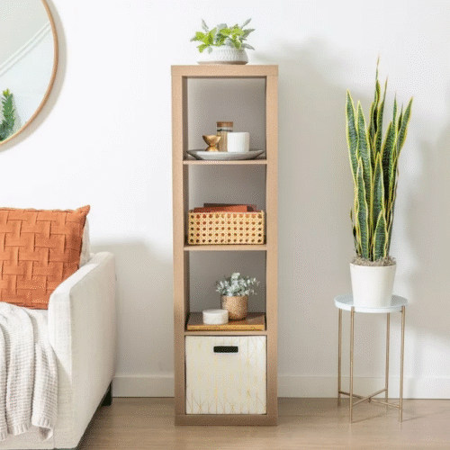 Atlin Designs 5-Shelf Mid-Century Engineered Wood Curio Cabinet - Elegant White Display Cabinet for Your Collectibles and Decor.