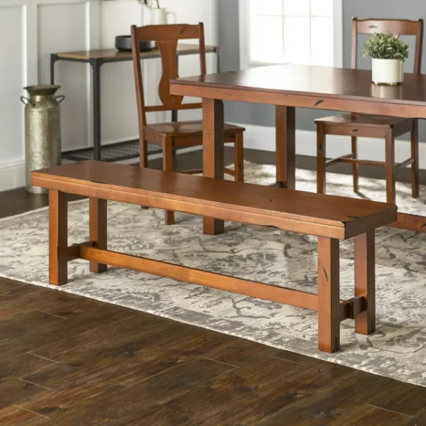 Desert Fields Transitional Wood Backless Dining Bench - Dark Oak. Stylish and Functional Seating for Your Dining Space. 3