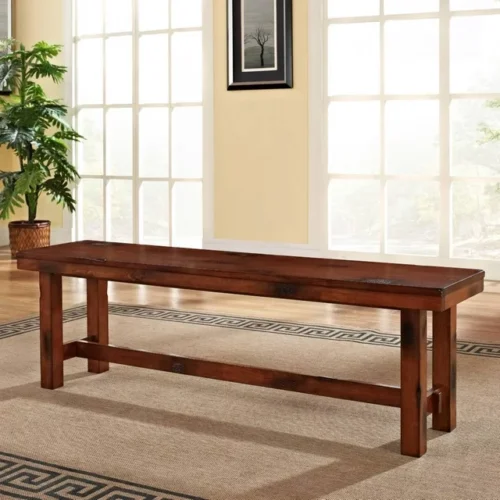 Desert Fields Transitional Wood Backless Dining Bench - Dark Oak. Stylish and Functional Seating for Your Dining Space.