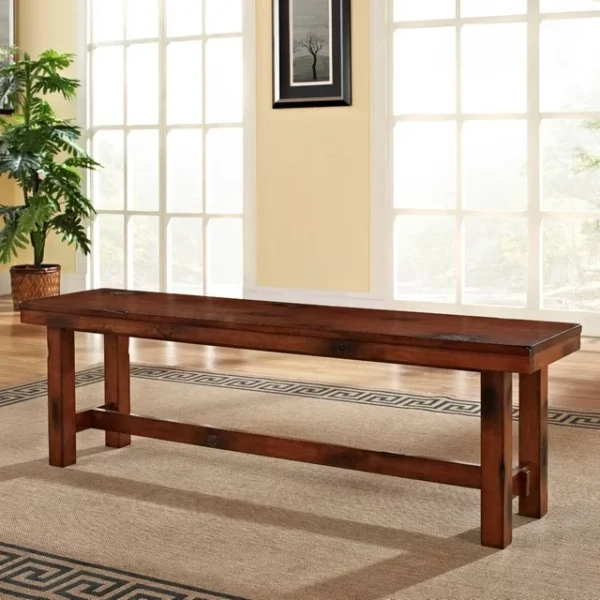 Desert Fields Transitional Wood Backless Dining Bench - Dark Oak. Stylish and Functional Seating for Your Dining Space. 1