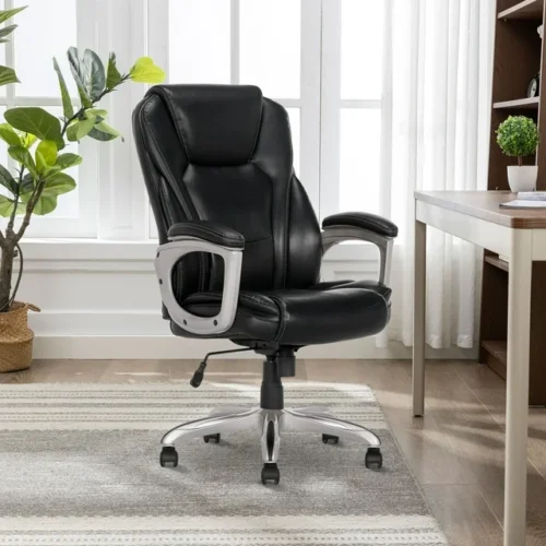 Serta Heavy-Duty Bonded Leather Commercial Office Chair - Memory Foam, 350 lb Capacity, Black