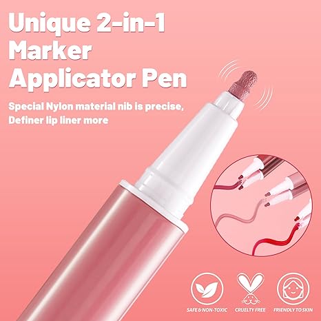 "UCANBE 3-Piece Liquid Lip Stain Tint Set | Nude Matte Shaded Red Lip Liner Marker | Smudge-Proof, Waterproof, Long-lasting Makeup | Quick Dry Lipstick Colors" 4