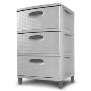 Sterilite 3-Drawer Weave Unit in Cement - Stylish Storage Solution