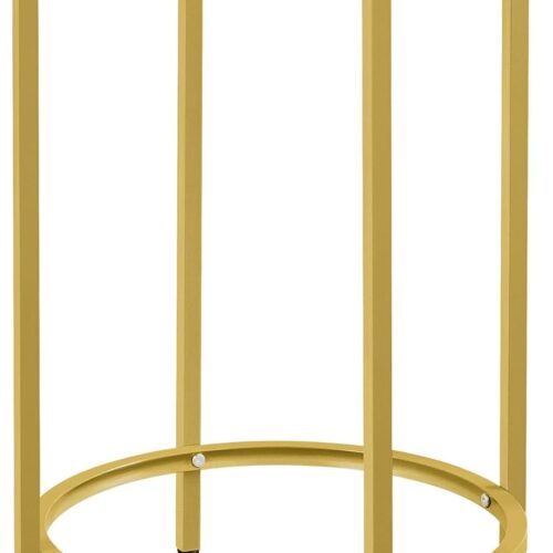 Yaheetech Glass End Table - Round Side Table with Glass Top & Metal Frame - Small Coffee Accent Table Nightstand for Living Room, Bedroom, Balcony, Porch - Modern Mustard Gold Style, Space-Saving