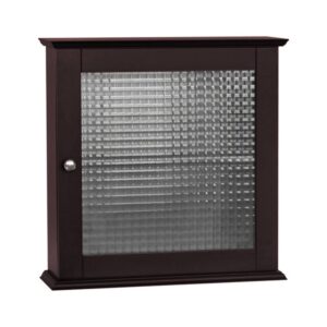 Teamson Home Chesterfield Removable Wooden Medicine Cabinet with Waffle Glass Door - Espresso Finish