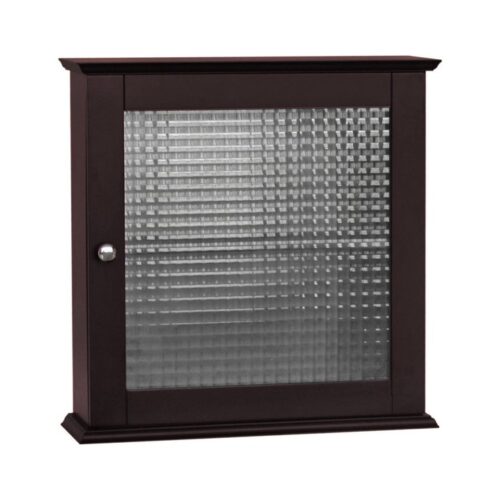 Teamson Home Chesterfield Removable Wooden Medicine Cabinet with Waffle Glass Door - Espresso Finish