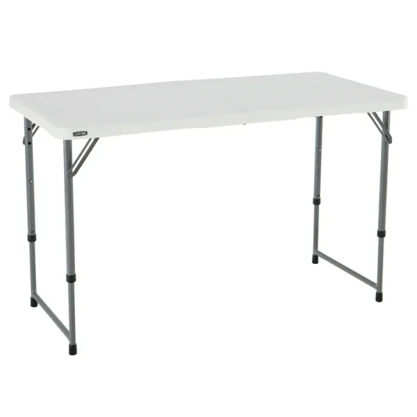 Lifetime 4 ft. Rectangle Fold-in-Half Adjustable Table - Indoor/Outdoor Residential Use - White (Model 4428) 1