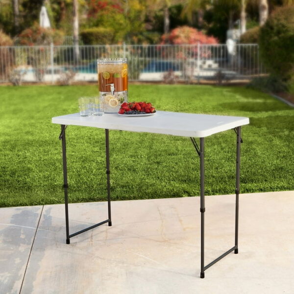 Lifetime 4 ft. Rectangle Fold-in-Half Adjustable Table - Indoor/Outdoor Residential Use - White (Model 4428) 2