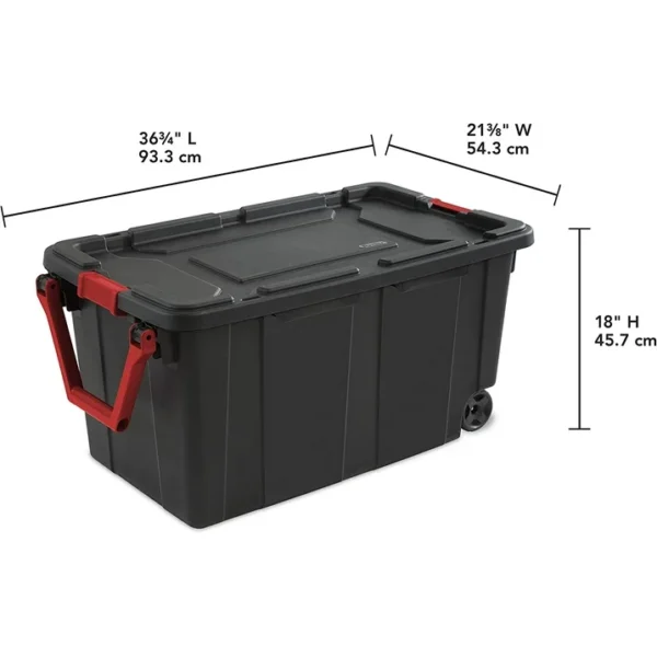 Sterilite 40 Gallon Wheeled Industrial Tote Plastic - Set of 2 in Black Color for Convenient Storage and Transportation 2