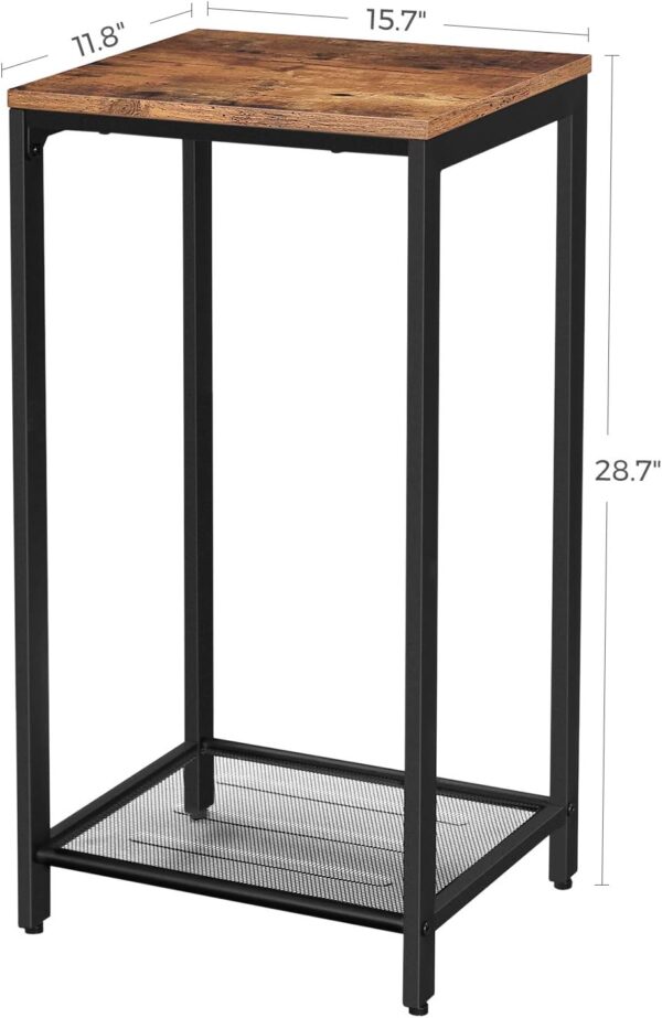 VASAGLE INDESTIC Side, End, Telephone Table with Mesh Shelf - High and Narrow Design for Hallway, Living Room - Made of Metal, Easy Assembly, Space-Saving Industrial Style in Rustic Brown and Black (ULET76BX) 3