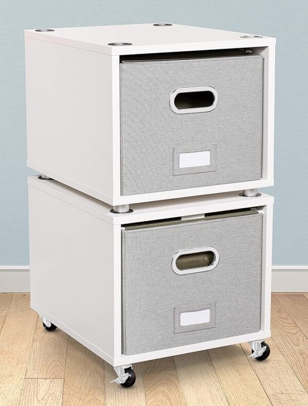 BIRDROCK HOME Rolling File Cabinet with 1 Lateral Drawer – Decorative Storage Shelf for Blankets, Books, Files, Magazines, Toys, etc – Removable Bin with Handles – Under Desk Office Living Room Home 2