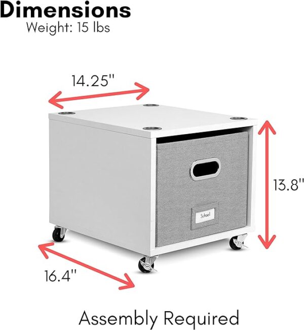 BIRDROCK HOME Rolling File Cabinet with 1 Lateral Drawer – Decorative Storage Shelf for Blankets, Books, Files, Magazines, Toys, etc – Removable Bin with Handles – Under Desk Office Living Room Home 3