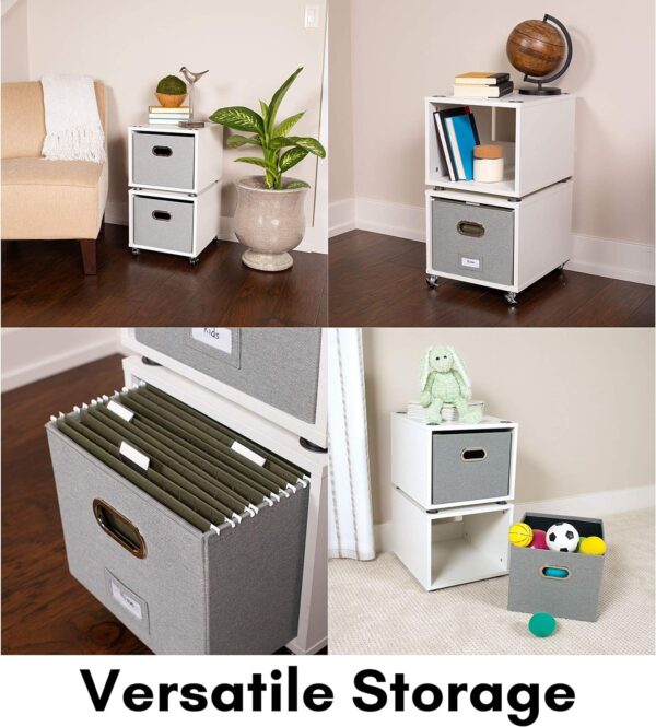 BIRDROCK HOME Rolling File Cabinet with 1 Lateral Drawer – Decorative Storage Shelf for Blankets, Books, Files, Magazines, Toys, etc – Removable Bin with Handles – Under Desk Office Living Room Home 4
