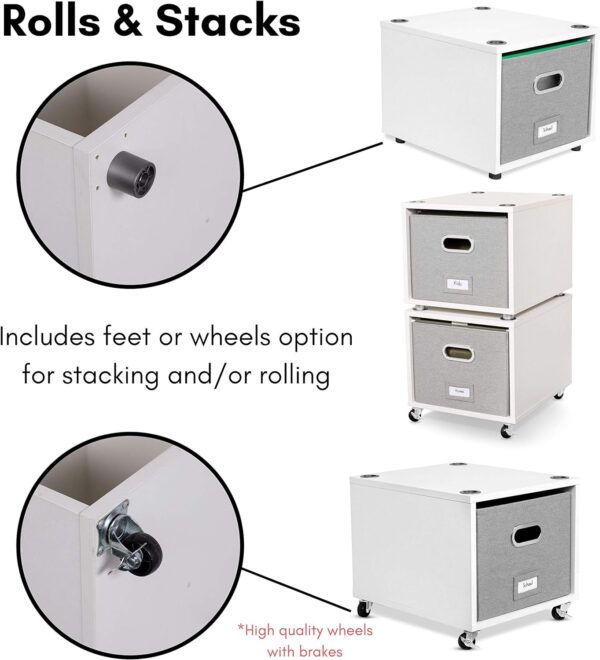BIRDROCK HOME Rolling File Cabinet with 1 Lateral Drawer – Decorative Storage Shelf for Blankets, Books, Files, Magazines, Toys, etc – Removable Bin with Handles – Under Desk Office Living Room Home 5