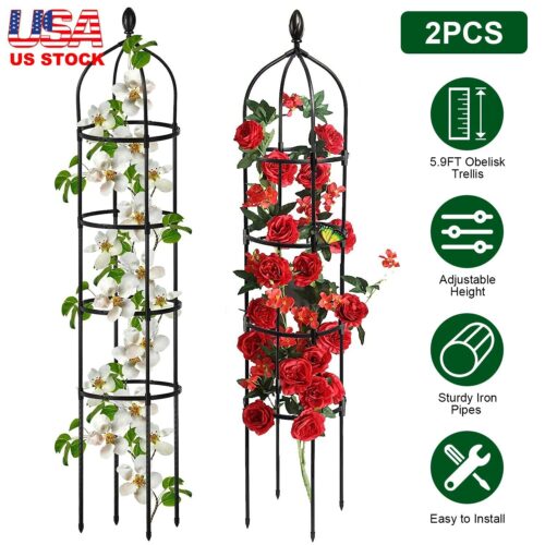 2Pack 6ft Garden Obelisk Trellis for Climbing Outdoor Plants for Clematis Vine