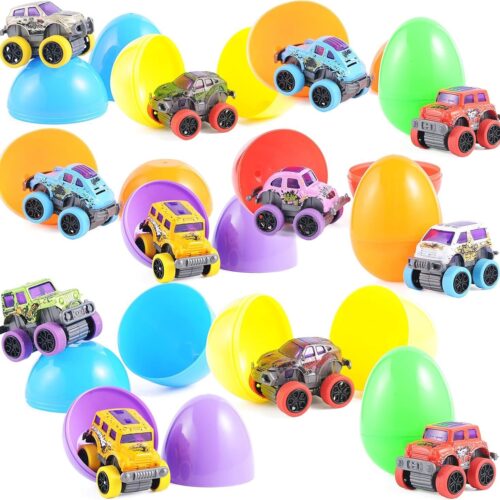 12 Pcs Easter Eggs Filled with Pull Back Monster Cars for Kids ?Easter Egg Hunt