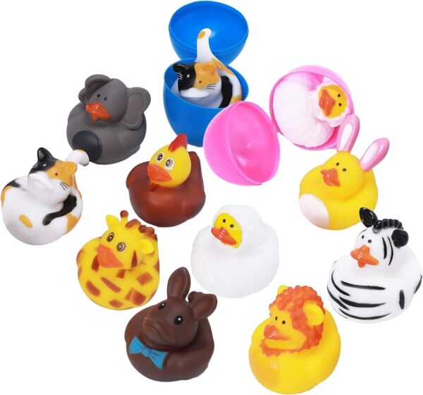 18 Pcs Easter Egg Filled with Animal Rubber Ducks Easter Party Favor for Kids 2