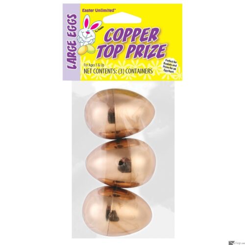 Easter Unlimited Top Prize Metallic Plastic Easter Eggs, 3 CT, 2.5", Copper