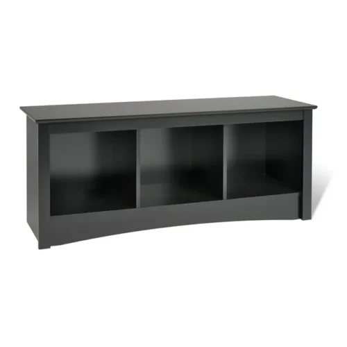 111 Prepac Sonoma Storage Bench, Black Laminate Finish