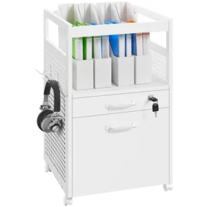 Yaheetech Industrial Office File Cabinet - Open Storage Shelf, White