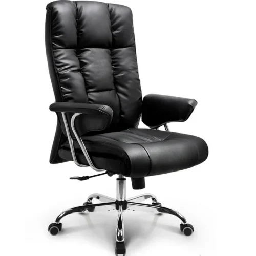 a Neo Chair Comfortable PU Leather Office Computer Desk Chair with Recline - Black