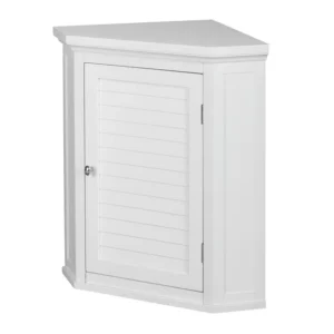 Teamson Home Glancy One Shutter Door Wooden Removable Corner Wall Cabinet - White