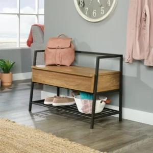 Sauder Curiod Storage Bench - Sindoori Mango Finish - Stylish and Functional Furniture Piece