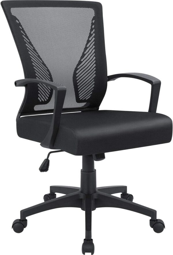 Furmax Office Chair Mid Back Swivel Lumbar Support Desk Chair - Computer Ergonomic Mesh Chair with Armrest - Black 1