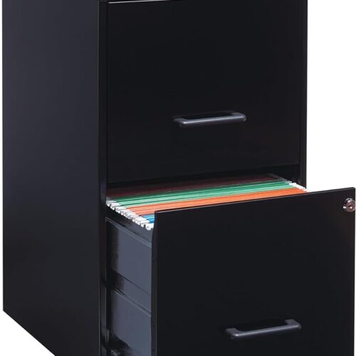 Lorell 14341 18" Deep 2-Drawer File Cabinet - Black