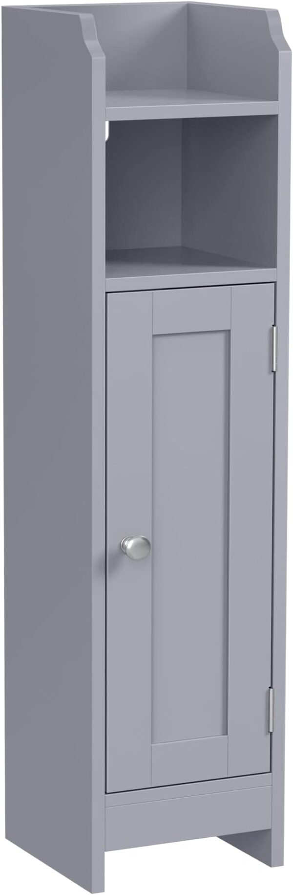 VASAGLE Small Bathroom Storage Corner Floor Cabinet with Door and Shelves - Bathroom Storage Organizer - Narrow Bathroom Toilet Paper Storage Cabinet - Adjustable Shelves - Mystic Gray (Model: UBBC310P36) 1