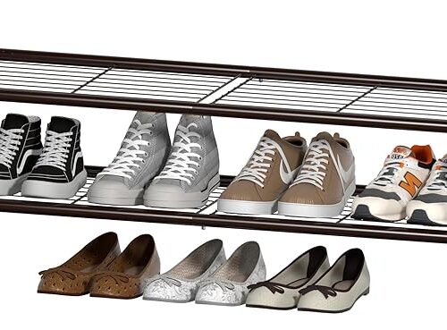 SUFAUY Shoes Rack Shelf for Closet - Metal Stackable Shoe Storage Organizer - 2-Tier Wire Grid - Rustic Bronze