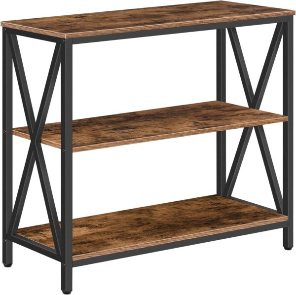 Sofa Table - Industrial Console Table with 3-Tier Narrow Design and Open Shelves - Ideal for Entryway, Hallway, Kitchen, Living Room, and Bedroom - Easy Assembly - Rustic Brown Finish (Model: CTHR8001Z) 1