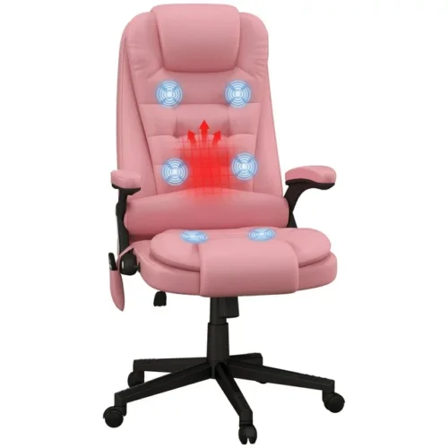 a HOMCOM High-Back Vibration Massage Chair - Heating Office Chair in Pink