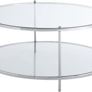 Convenience Concepts Royal Crest 2-Tier Round Glass Coffee Table - Clear Glass with Chrome Frame