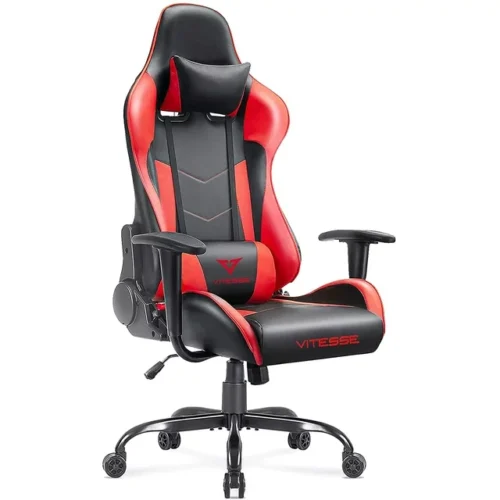 a Vitesse Gaming Chair 2022 - Racing Style Gamer Chair for Teens - Comfortable High Back Game Chair with Lumbar Support and Headrest - Computer Desk Chair with Height Adjustable Swivel - Office Chair